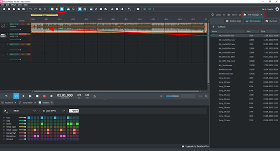 Load audio file Load audio file from file manager