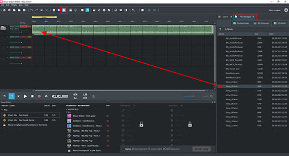 Load song for mastering Load song files from the file manager