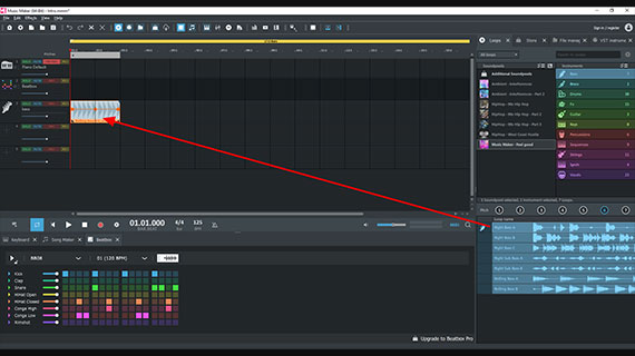 Load first loop Drag & drop soundpool loop into track