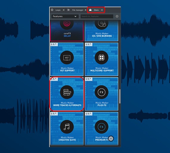 Additional module "More tracks and formats" Open store and look for additional module
