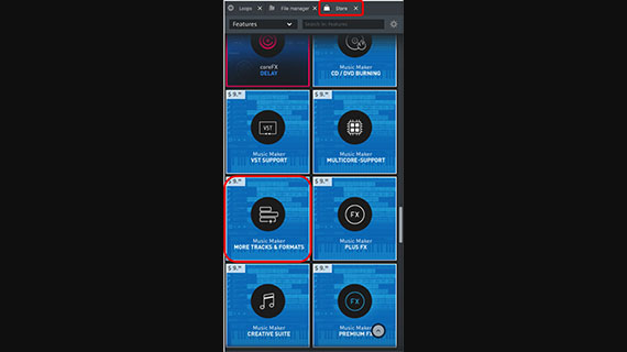 Additional module "More tracks and formats" Open store and look for additional module