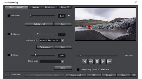 How to remove noise from a video audio track DeHisser and DeNoiser