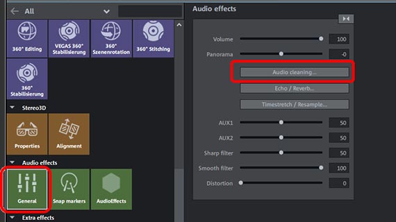 Create a holiday video: Optimizing sound Audio cleaning in the Audio effects dialog