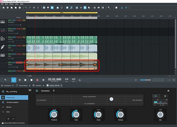 Compressor for more loudness Compressed object effects