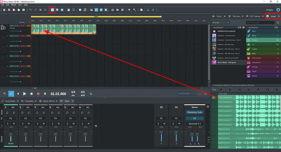 Loading Soundpool loops Select and import soundpool loops via drag and drop