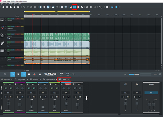 Mixer Track and Master Effects in Mixer
