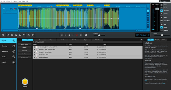Imported audio files Import audio files