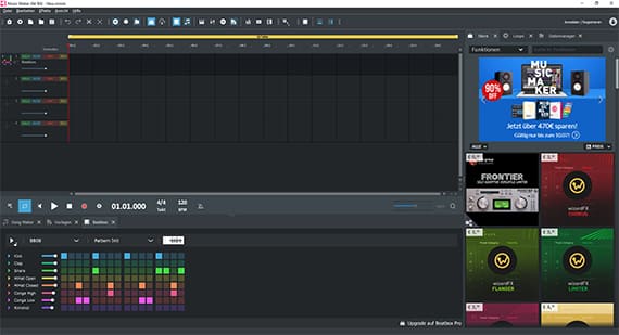 Demo project Screenshot of Music Maker's user interface with the loaded demo project