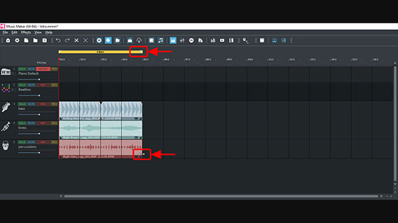 Shorten loop and playback area to fit Set the length of the music intro