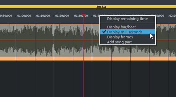Units of the timeline Right- click to toggle timeline to milliseconds
