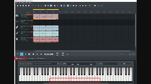 On- screen keyboard with key labels Play VST instruments from the computer keyboard