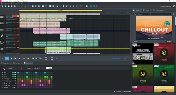 Demo project Screenshot of Music Maker's user interface with the loaded demo project