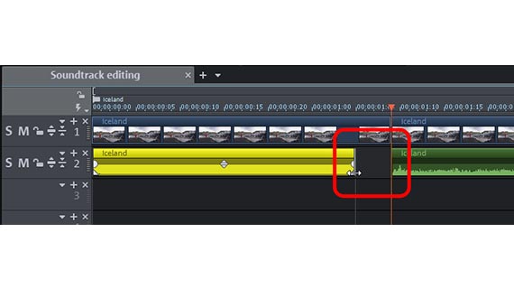 Cutting the audio track separately Edit audio track: Cutting