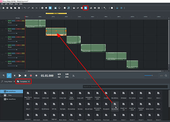 Master album with FX templates Drag and drop FX templates
