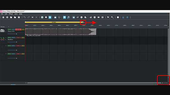 Zoom buttons and play bar Set the zoom section and playback area