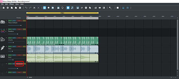 AUDIO-REC recording mode for microphone recordings Switch track to audio recording mode