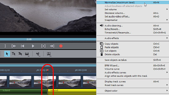 Normalize edited audio objects Maximize volume automatically