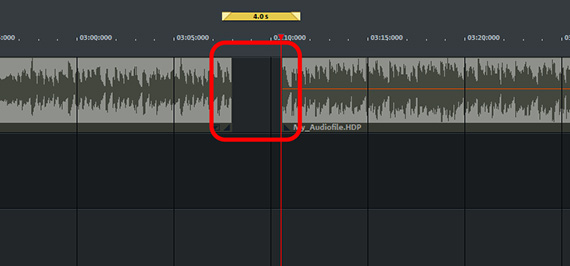 Cut audio object Cut audio object and delete the cut passage