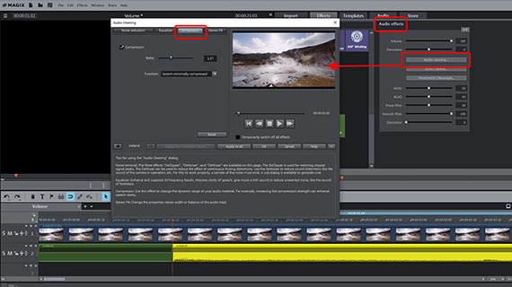 Compressor in "audio cleaning" dialog Increase volume with a compressor