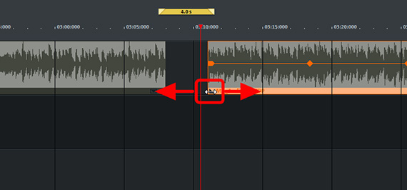 Correct cutting edges Expand or collapse audio object at the object edge