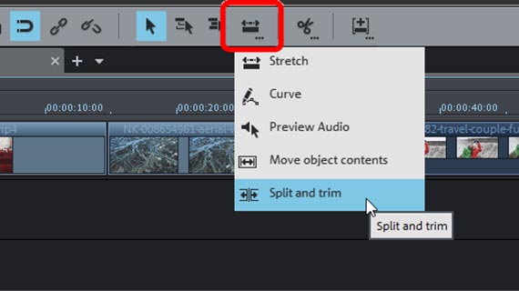 "Split and Trim" mouse mode Holiday video editing