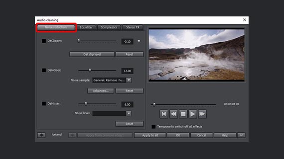 Noise reduction (audio cleaning) DeHisser and DeNoiser