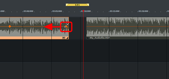 Fade-out Hide audio object at top handle