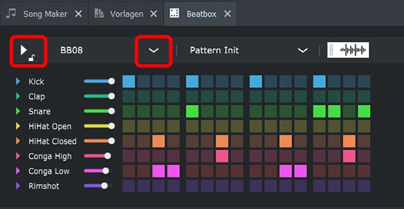 Beatbox Screenshot of included MIDI controller "Beatbox"