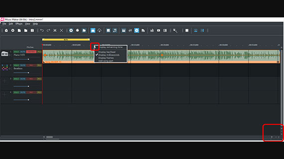 Timeline zoom buttons and units of measure Zoom display and change units of measurement