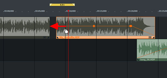 Close the gap Snap back audio object to front one