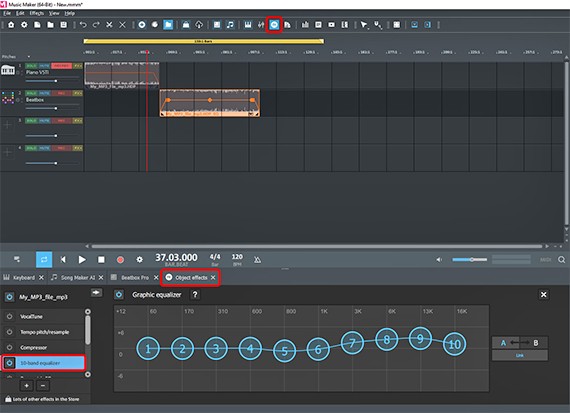 Object effects Refresh the sound with the equalizer