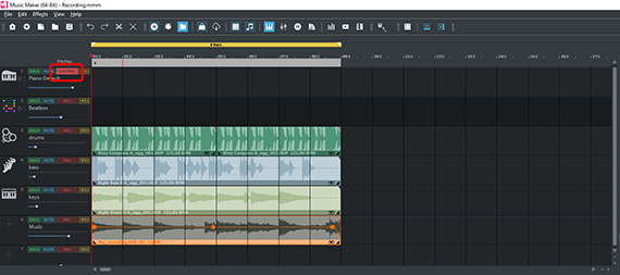 MIDI REC record mode for software instruments Switch track to MIDI record mode