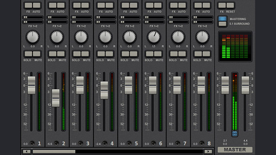 Dubbing with peak meters Audio dubbing: Control volume