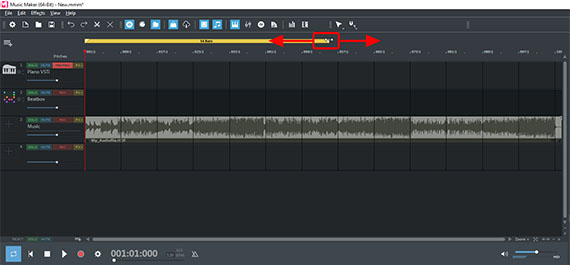 Specify the playback range Adjust the area bar to the length of the audio file using drag & drop