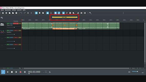 Set the playback area Adjust the playback area to the song boundaries