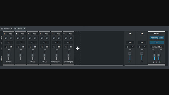 Mixer Adjust the volume of the tracks in the mixer