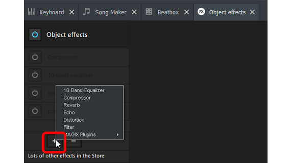 Object effects Apply effects to selected objects