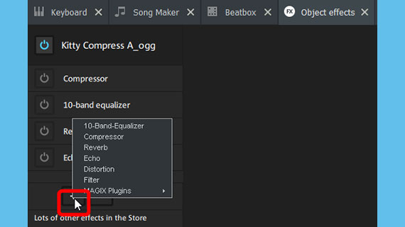 Object effects Apply effects to selected objects