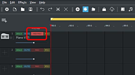 MIDI REC track Arming a track for MIDI recording