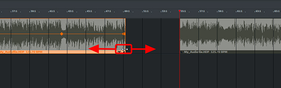 Object edge handles Shortening and lengthening an audio object using the object edge