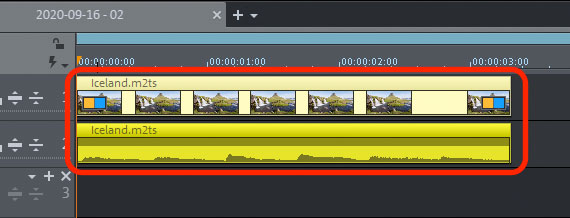 Editing video and audio tracks of a video separately Video and audio track with waveform display