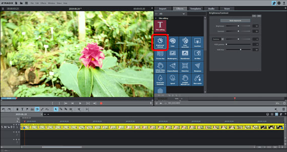 Brightness/contrast correction in Movie Edit Pro Plus Brightness/contrast correction
