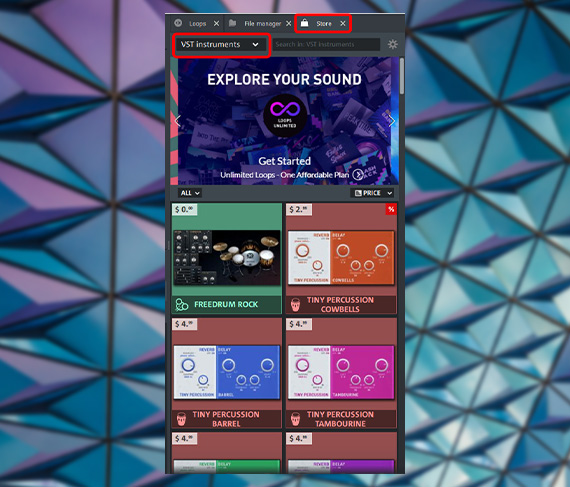 VST instruments in the store Buy additional VST instruments in the store