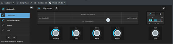 Use a Compressor for more loudness The Compressor in the object effects