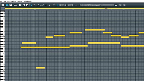 MIDI editor Correcting and adding recorded notes in the MIDI editor