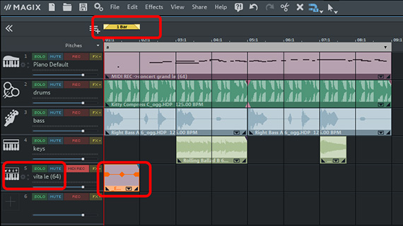 MIDI object with a matching playback range Create an empty MIDI object, adjust the playback area