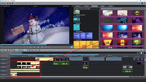 Intro/outro templates for Christmas Create opening credits and closing credits using templates