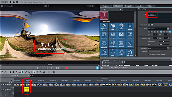 Create 360 degree video title Create title for a 360 degree video