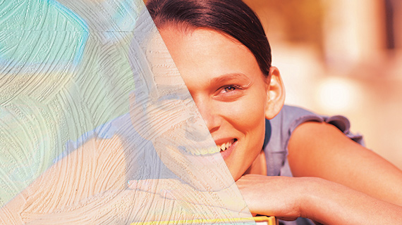 Illustration of corrected white balance using a before-and-after picture Illustration of white balance correction using a two-part before-and-after picture