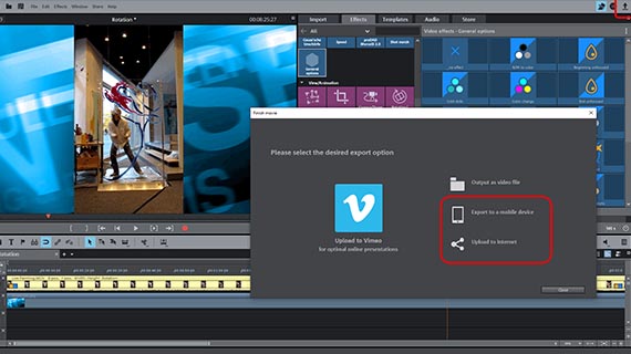 Transferring and uploading rotated videos "Finish movie" dialog